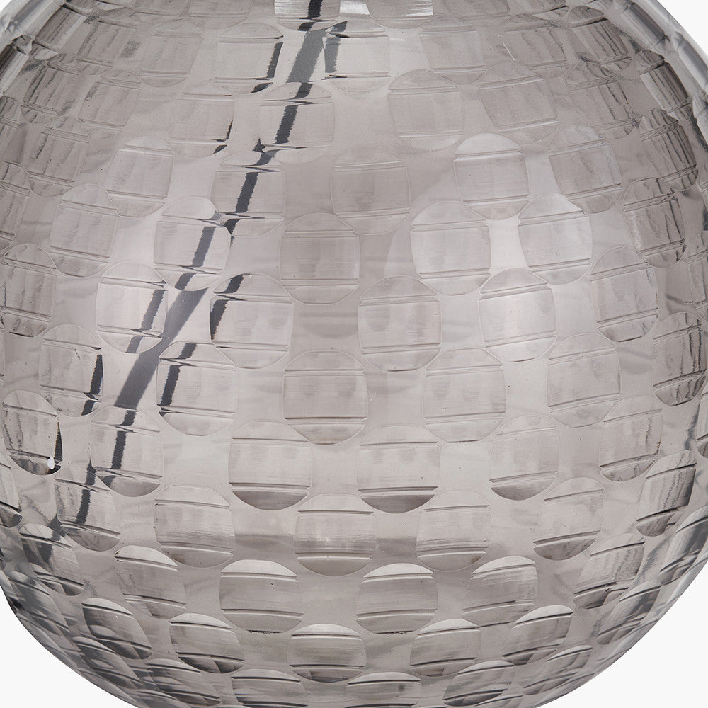 Camille Smoke Grey Circle Design Handcut Glass Table Lamp Base