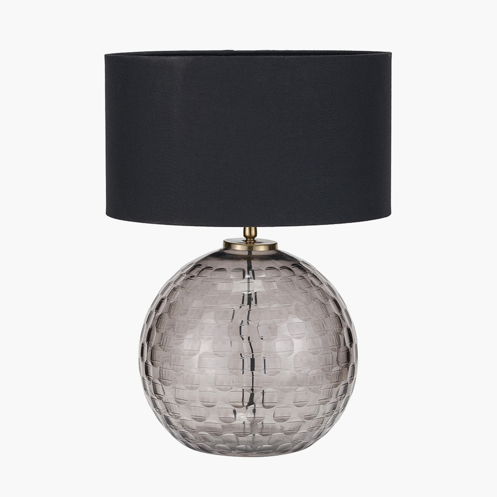 Camille Smoke Grey Circle Design Handcut Glass Table Lamp Base