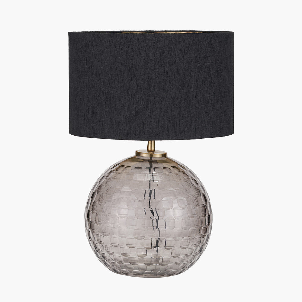 Camille Smoke Grey Circle Design Handcut Glass Table Lamp Base