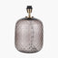 Camille Large Smoke Grey Circle Design Handcut Glass Table Lamp Base with Harry 35cm Black Cotton Mix Cylinder Lampshade