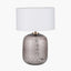Camille Large Smoke Grey Circle Design Handcut Glass Table Lamp Base with Harry 35cm Ivory Cotton Mix Cylinder Lampshade