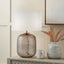 Camille Large Smoke Grey Circle Design Handcut Glass Table Lamp Base with Harry 35cm Ivory Cotton Mix Cylinder Lampshade