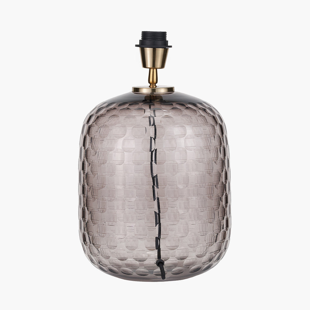 Camille Large Smoke Grey Circle Design Handcut Glass Table Lamp Base
