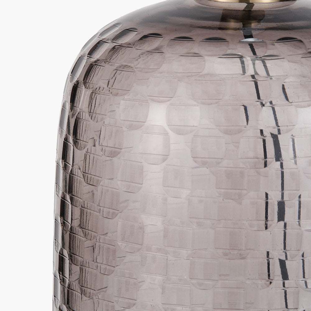 Camille Large Smoke Grey Circle Design Handcut Glass Table Lamp Base