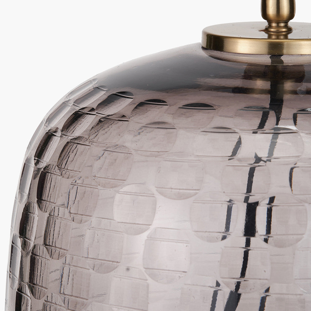 Camille Large Smoke Grey Circle Design Handcut Glass Table Lamp Base