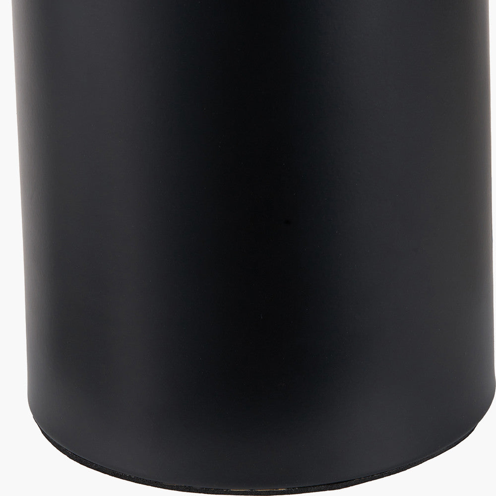 Oscar Black Metal and Natural Linen Structured Table Lamp