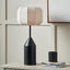 Oscar Black Metal and Natural Linen Structured Table Lamp