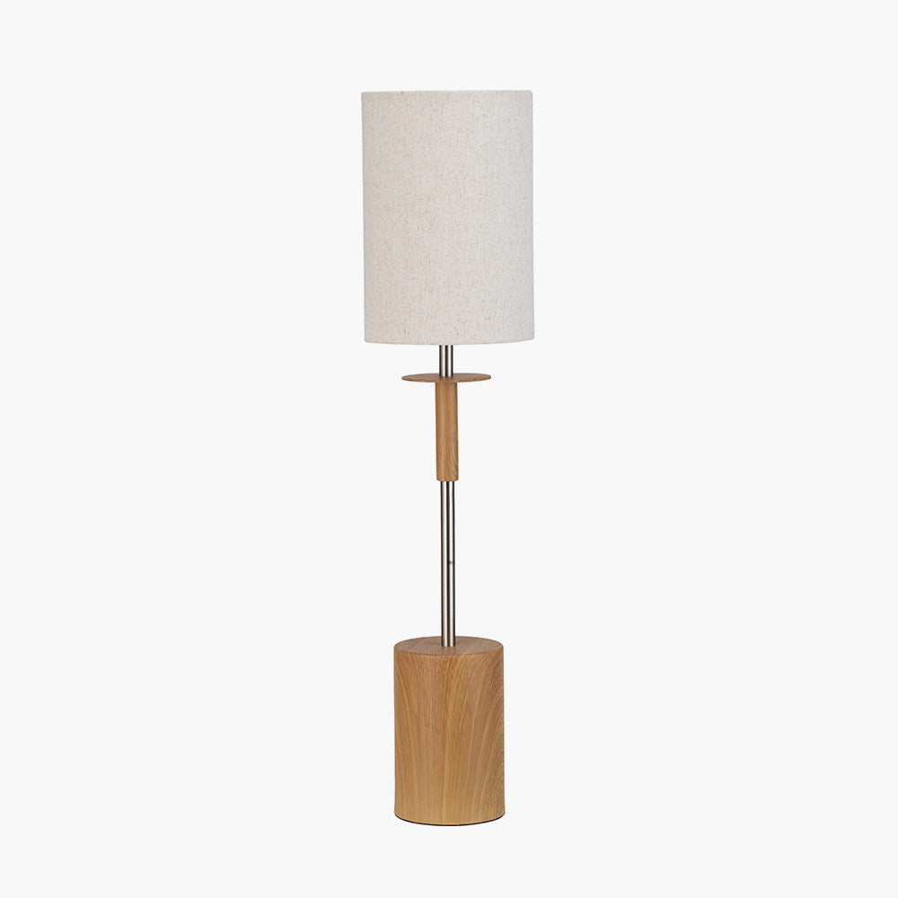 Bonham Natural Wood Veneer and Silver Metal Table Lamp