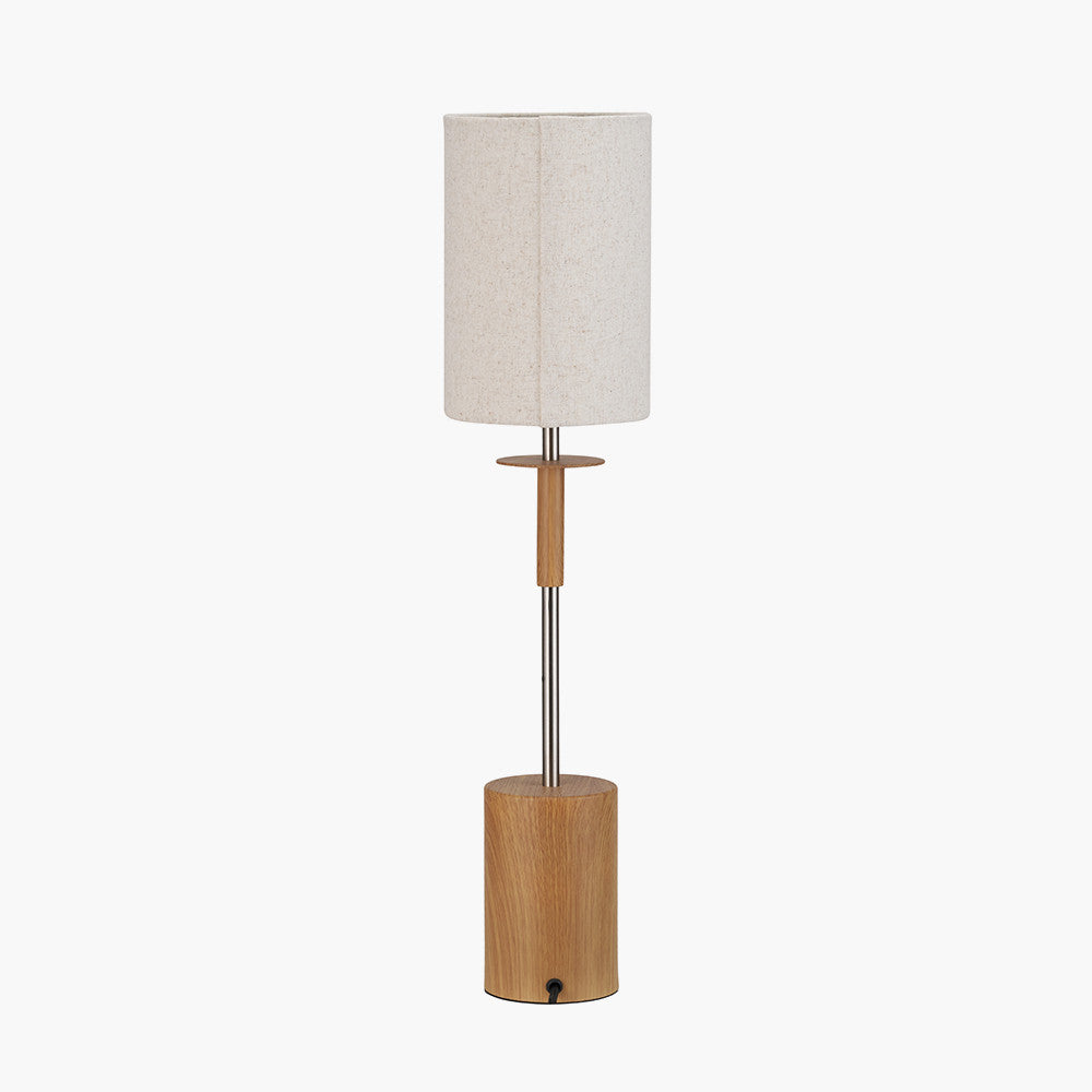 Bonham Natural Wood Veneer and Silver Metal Table Lamp