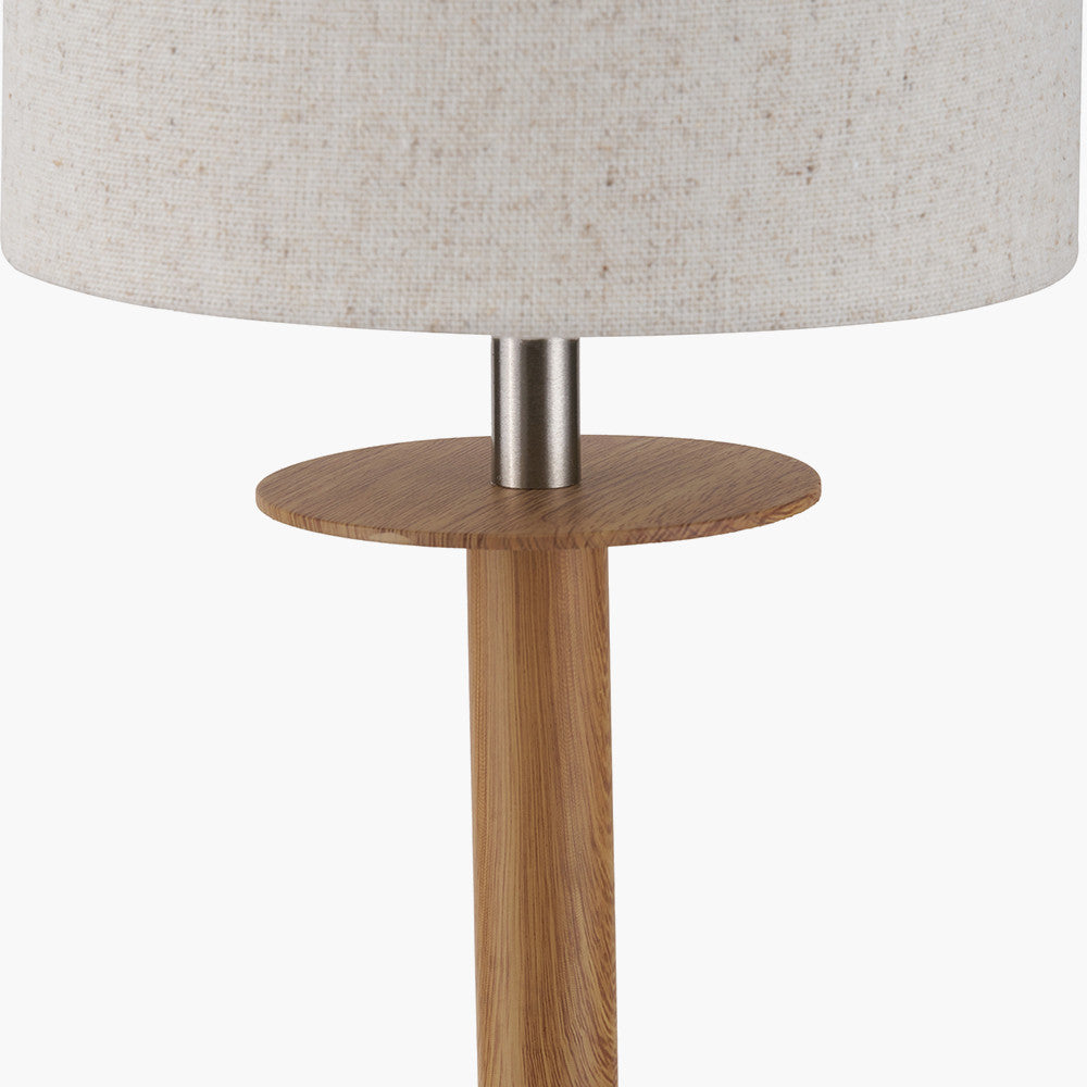 Bonham Natural Wood Veneer and Silver Metal Table Lamp