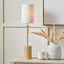 Bonham Natural Wood Veneer and Silver Metal Table Lamp