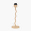 Palau Rattan Wave Table Lamp Base with Winston 20cm White Handloom Tapered Lampshade