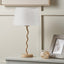 Palau Rattan Wave Table Lamp Base with Winston 20cm White Handloom Tapered Lampshade