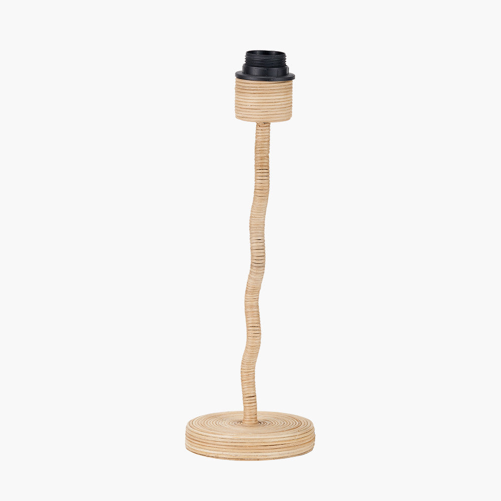 Palau Rattan Wave Table Lamp Base with Harley 30cm Slubby Hopsack Empire Lampshade