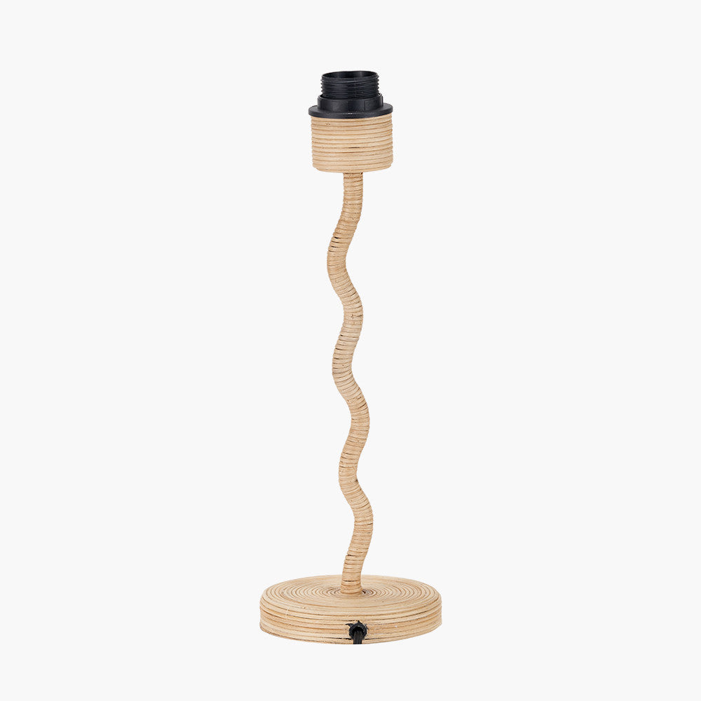 Palau Rattan Wave Table Lamp Base with Harley 30cm Slubby Hopsack Empire Lampshade