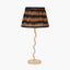 Palau Rattan Wave Table Lamp Base with Athira 25cm Multi Chevron Design Mushroom Pleat Tapered Lamp Shade
