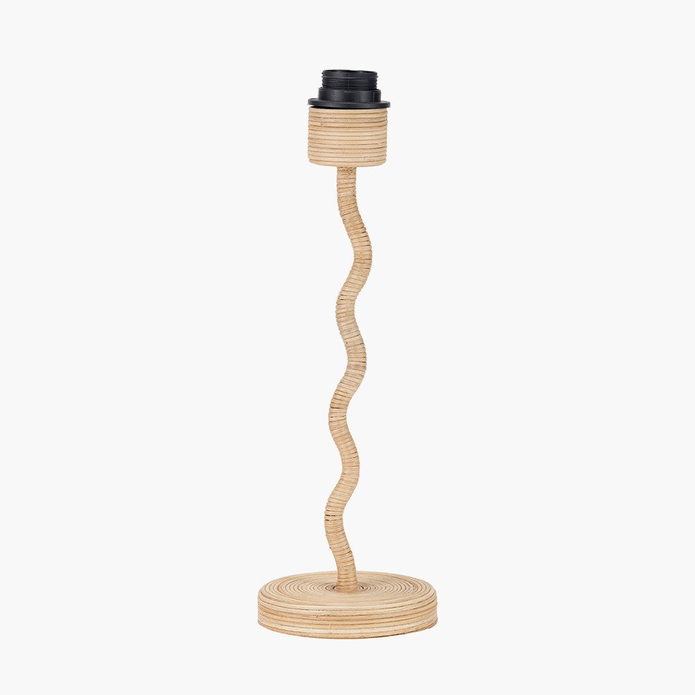 Palau Rattan Wave Table Lamp Base with Athira 25cm Multi Chevron Design Mushroom Pleat Tapered Lamp Shade