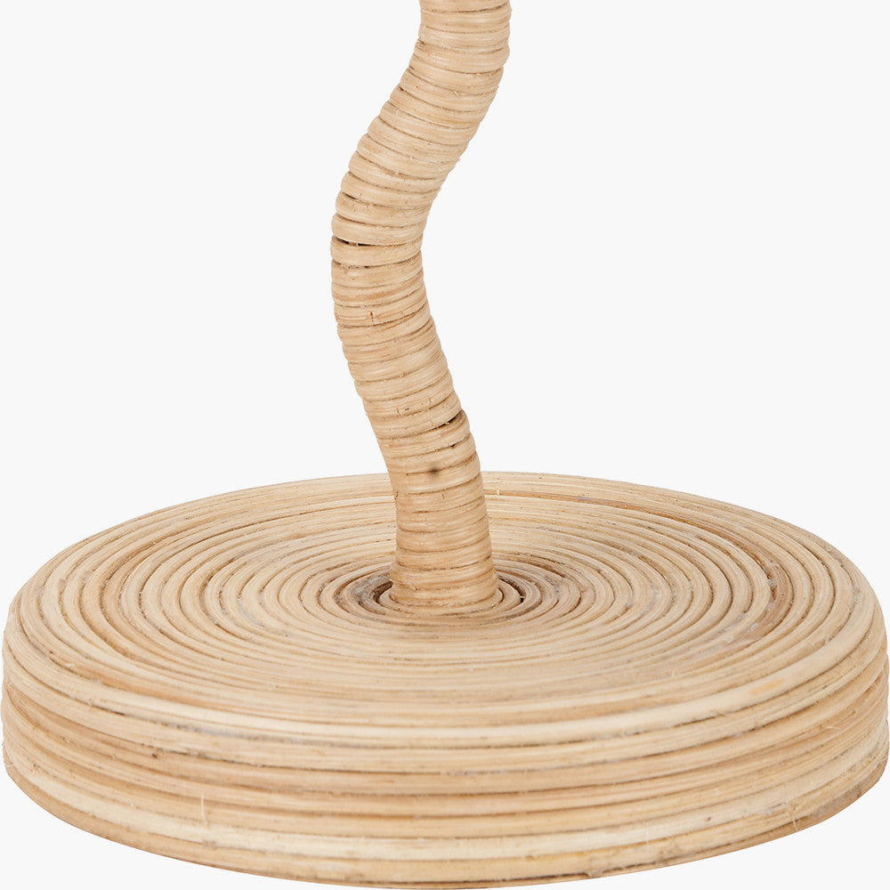 Palau Rattan Wave Table Lamp Base with Athira 25cm Multi Chevron Design Mushroom Pleat Tapered Lamp Shade