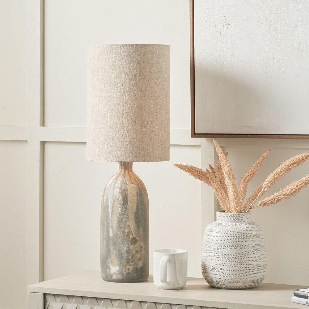Palmino Brown Tall Organic Glass Bottle Table Lamp