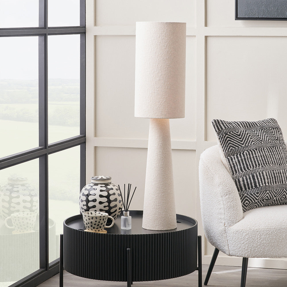 Mirissa White Slubby Handloom Fabric Table Lamp