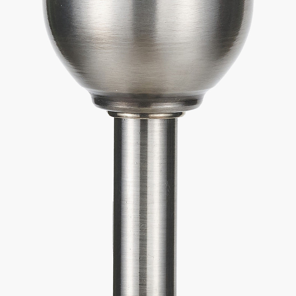 Salvatore Antique Silver Metal Table Lamp Base with Winston 35cm Grey Handloom Tapered Lampshade