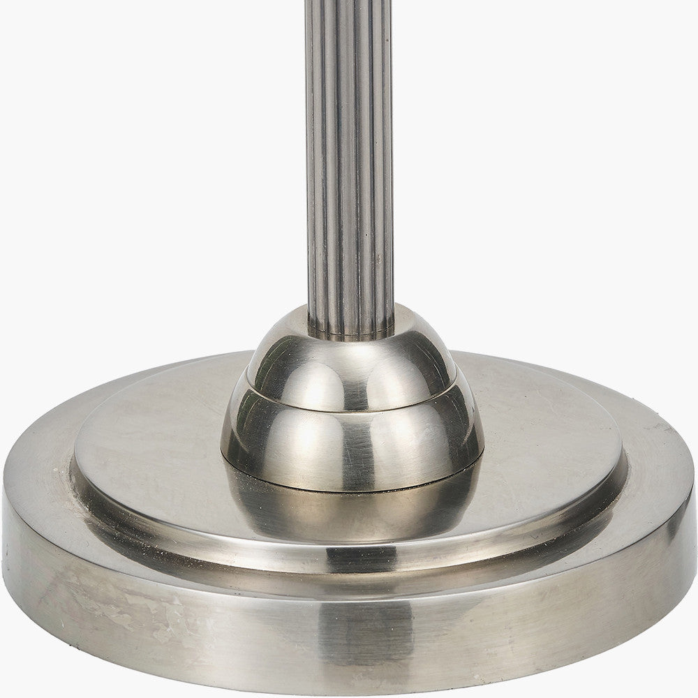 Salvatore Antique Silver Metal Table Lamp Base with Winston 35cm Taupe Handloom Tapered Lampshade