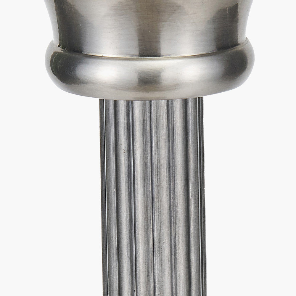 Salvatore Antique Silver Metal Table Lamp Base with Winston 35cm Taupe Handloom Tapered Lampshade