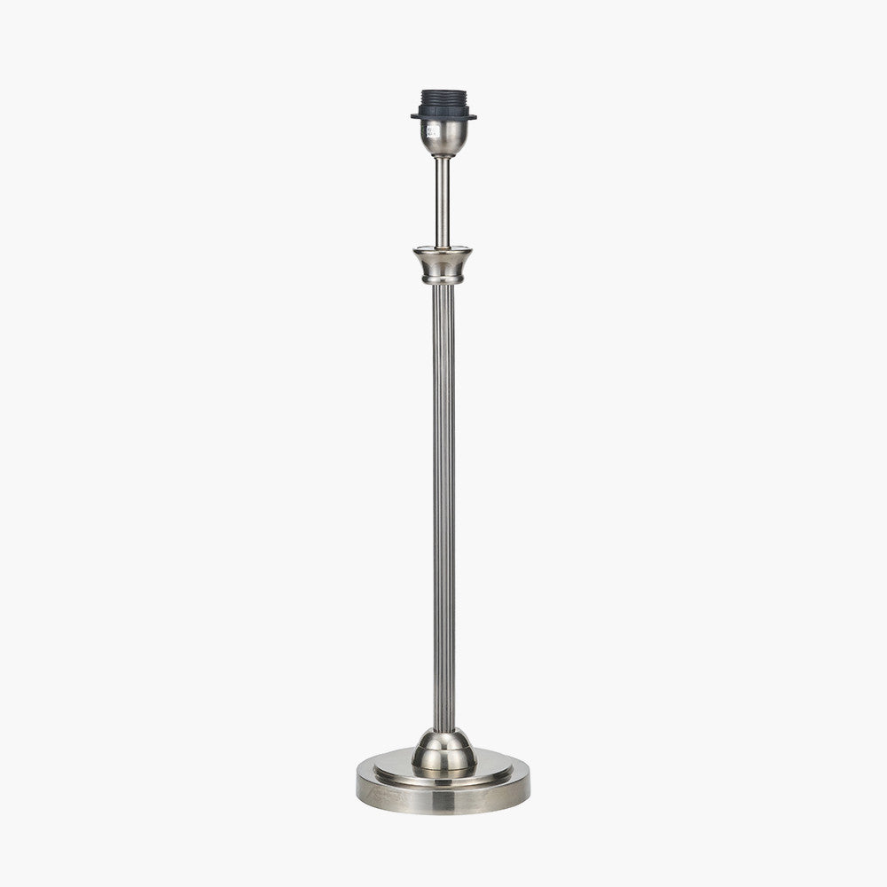 Salvatore Antique Silver Metal Table Lamp Base with Winston 35cm White Handloom Tapered Lampshade
