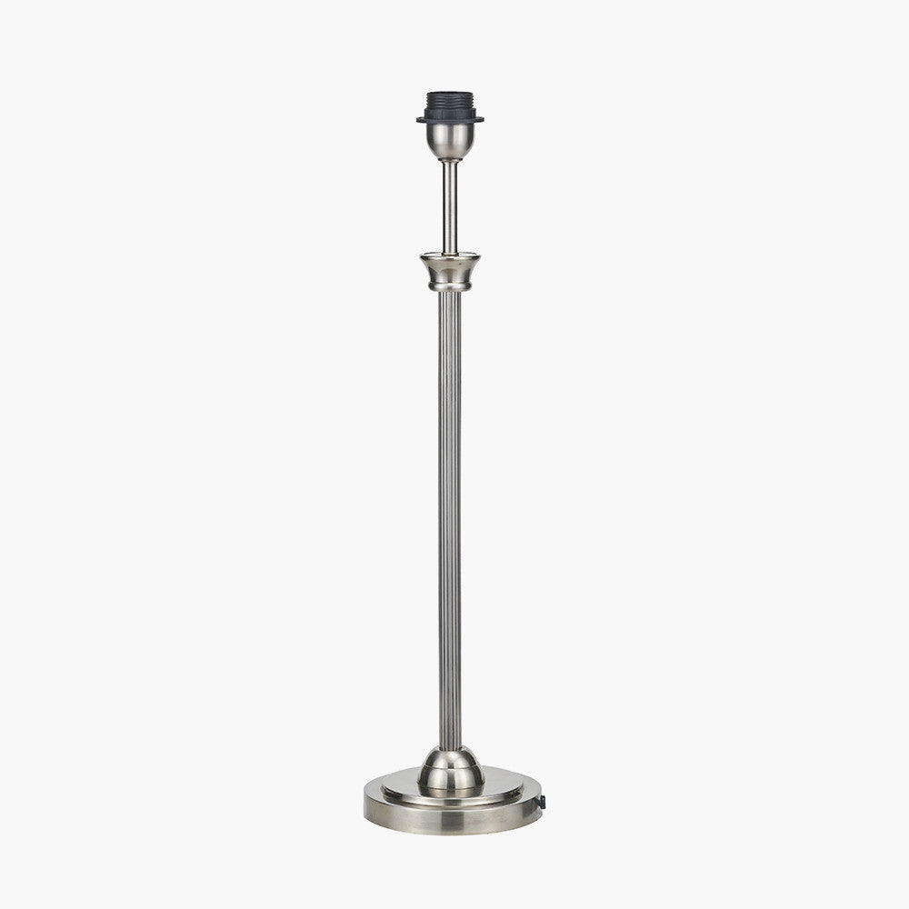 Salvatore Antique Silver Metal Table Lamp Base with Winston 35cm White Handloom Tapered Lampshade