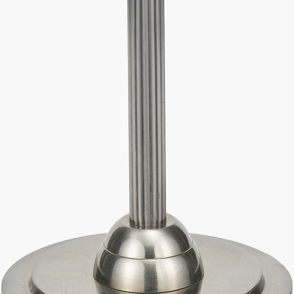 Salvatore Antique Silver Metal Table Lamp Base with Winston 35cm White Handloom Tapered Lampshade