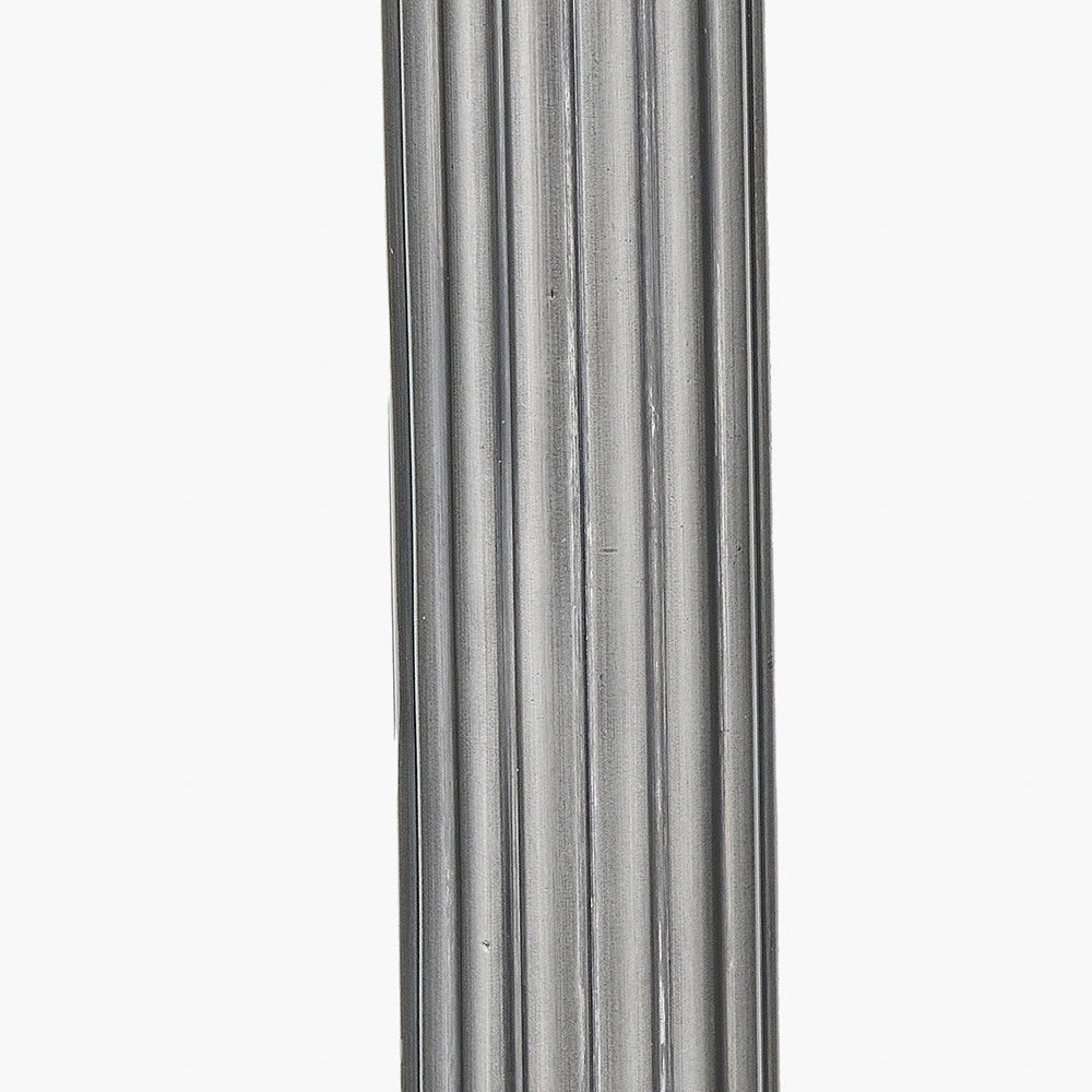 Salvatore Antique Silver Metal Table Lamp Base with Winston 35cm White Handloom Tapered Lampshade