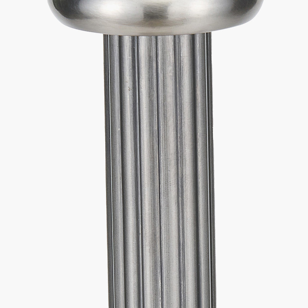Salvatore Antique Silver Metal Table Lamp Base with Vienna 35cm Taupe Chevron Mushroom Pleat Lampshade