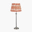 Salvatore Antique Silver Metal Table Lamp Base with Izara 35cm Cinnamon Ikat Patterned Mushroom Pleat Tapered Lampshade