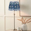 Salvatore Antique Silver Metal Table Lamp Base with Izara 35cm Ocean Blue Ikat Patterned Mushroom Pleat Tapered Lampshade