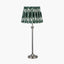 Salvatore Antique Silver Metal Table Lamp Base with Izara 35cm Racing Green Ikat Patterned Mushroom Pleat Tapered Lampshade