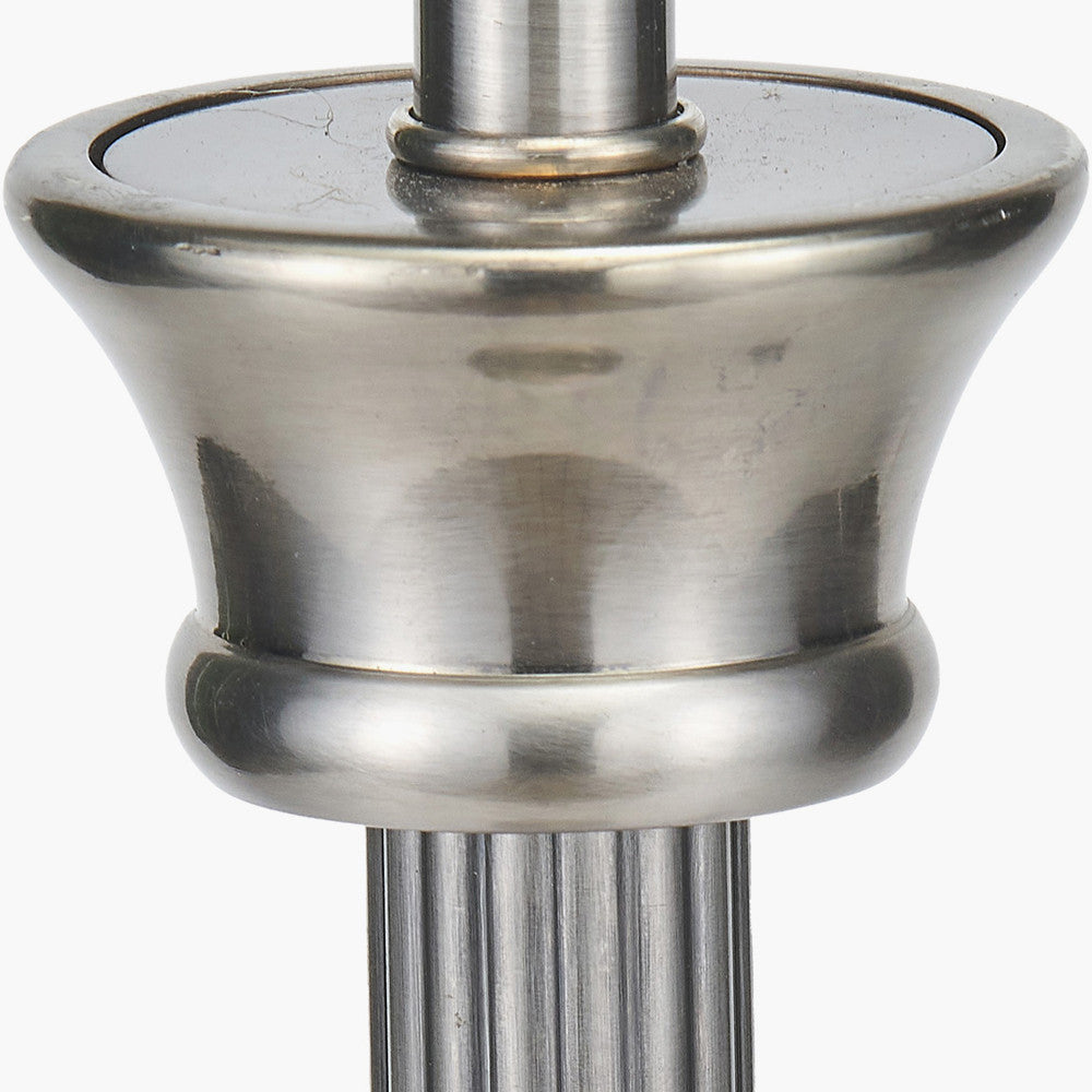 Salvatore Antique Silver Metal Table Lamp Base with Thiago 35cm Cinnamon Stripe Mushroom Pleat Tapered Lampshade