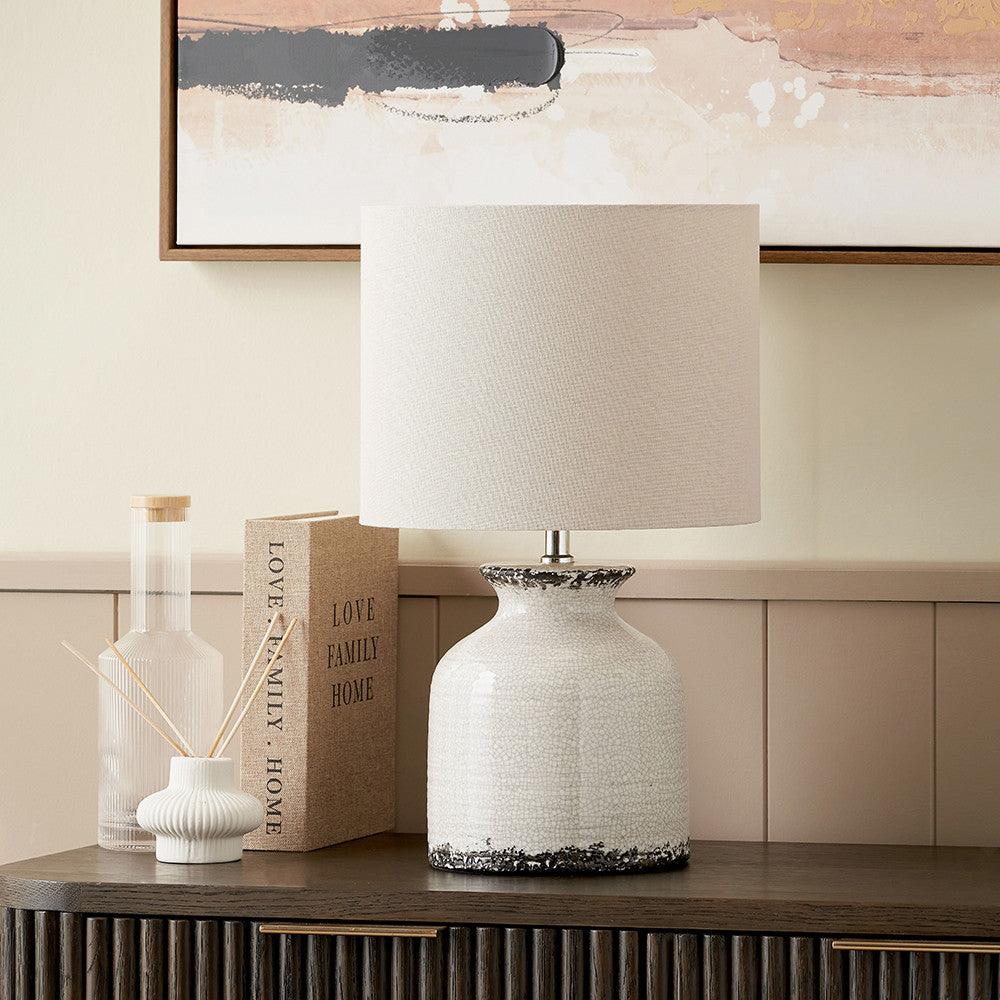 Nori Cream Crackle Ceramic Table Lamp