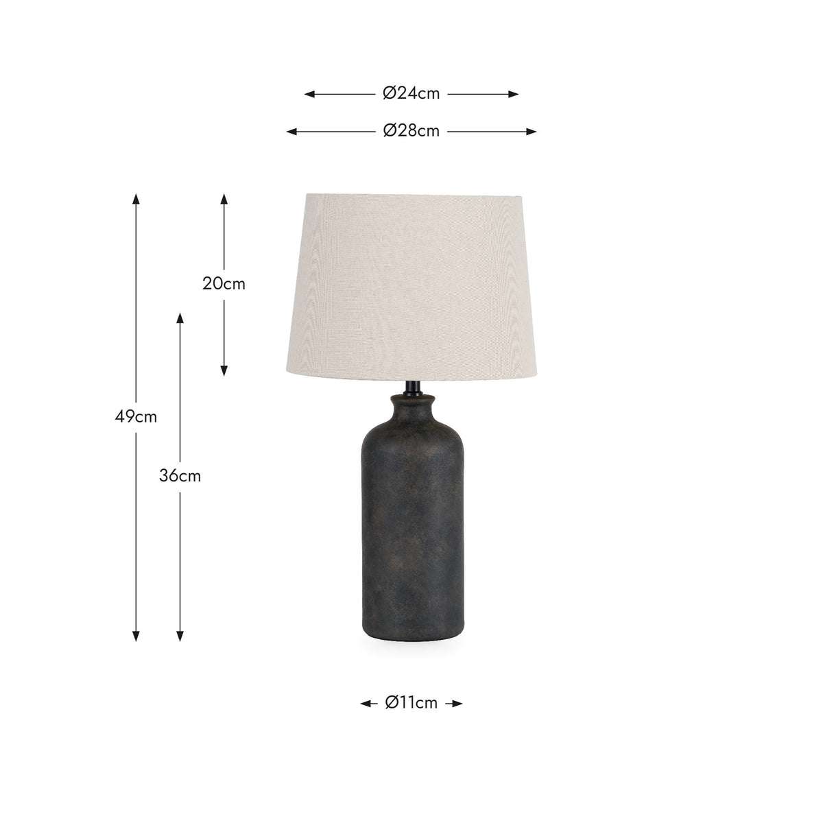 Kovu Matt Bronzed Cylinder Ceramic Table Lamp