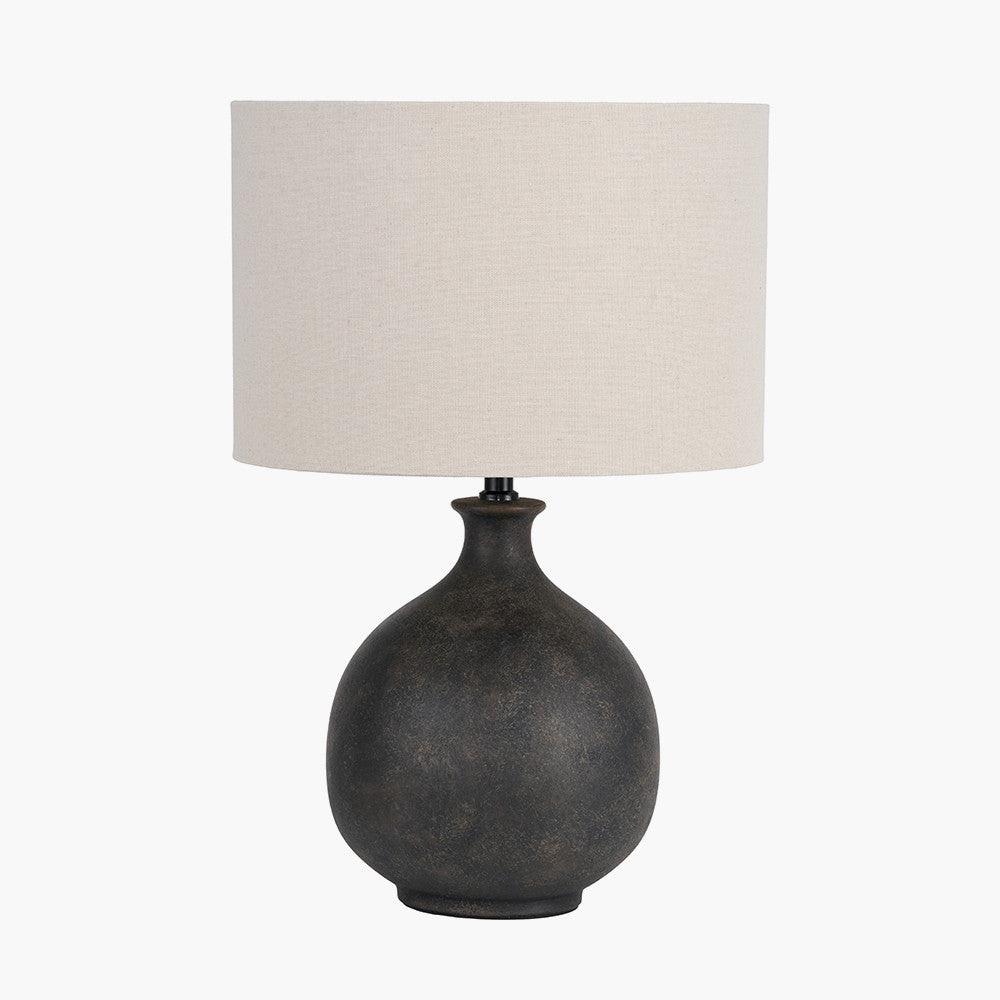 Kovu Matt Bronzed Round Ceramic Table Lamp