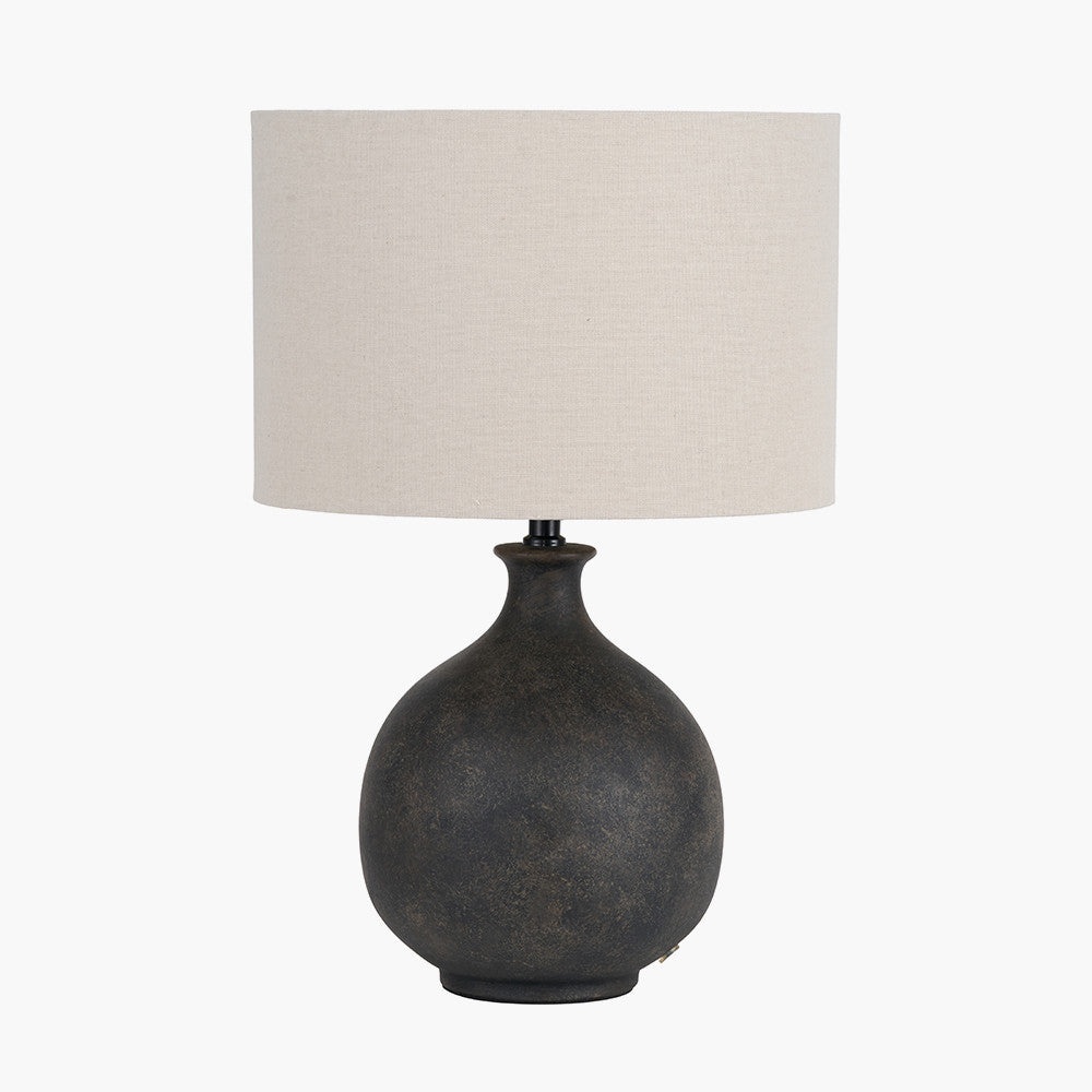Kovu Matt Bronzed Round Ceramic Table Lamp