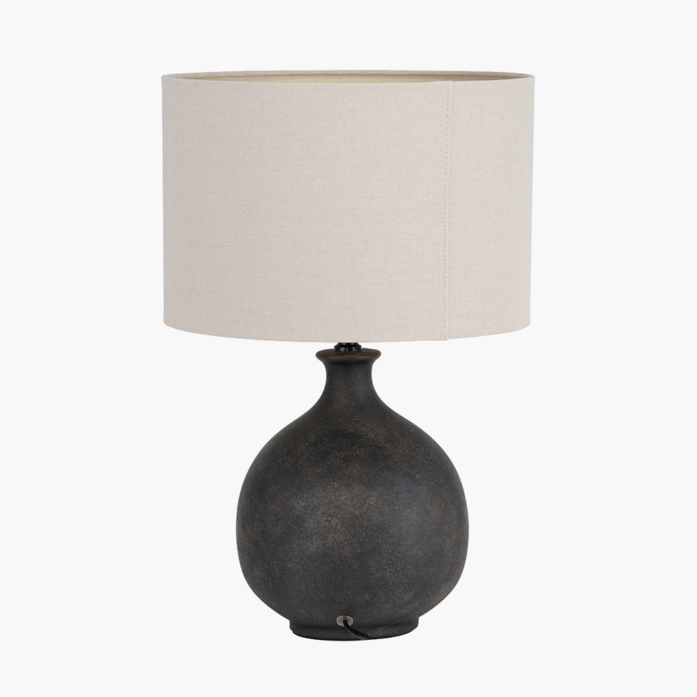 Kovu Matt Bronzed Round Ceramic Table Lamp