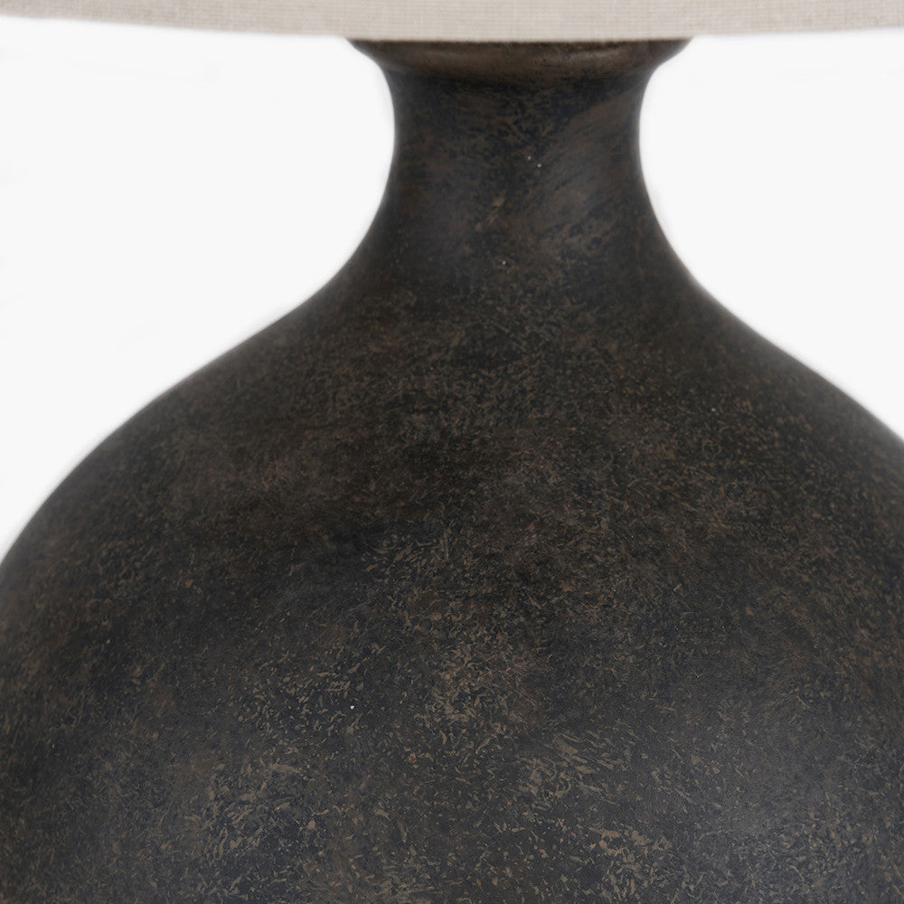 Kovu Matt Bronzed Round Ceramic Table Lamp