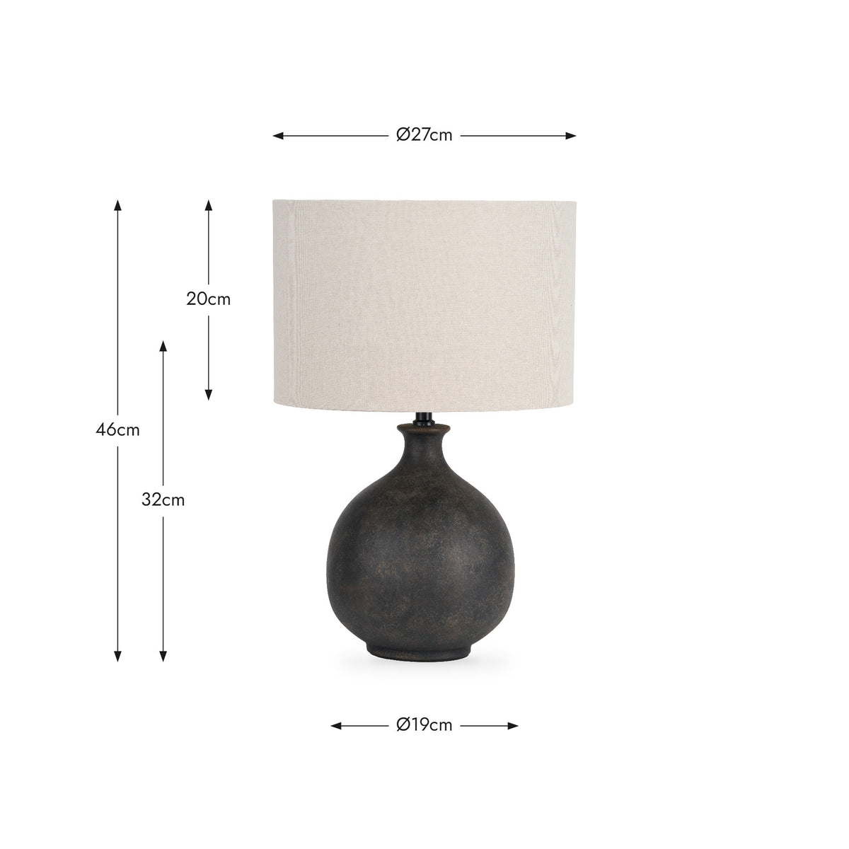 Kovu Matt Bronzed Round Ceramic Table Lamp
