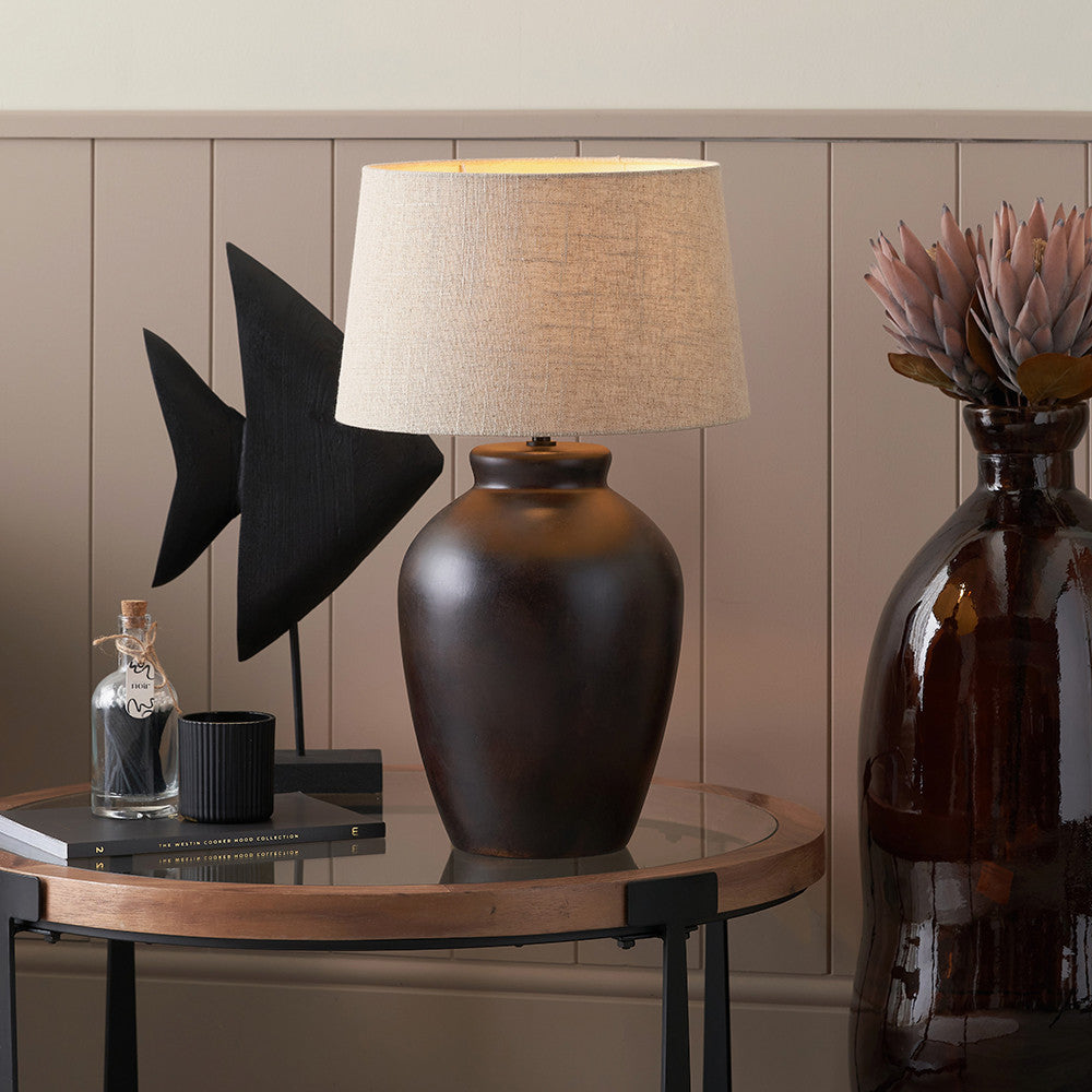 Espresso Black Brown Glaze Effect Ceramic Table Lamp