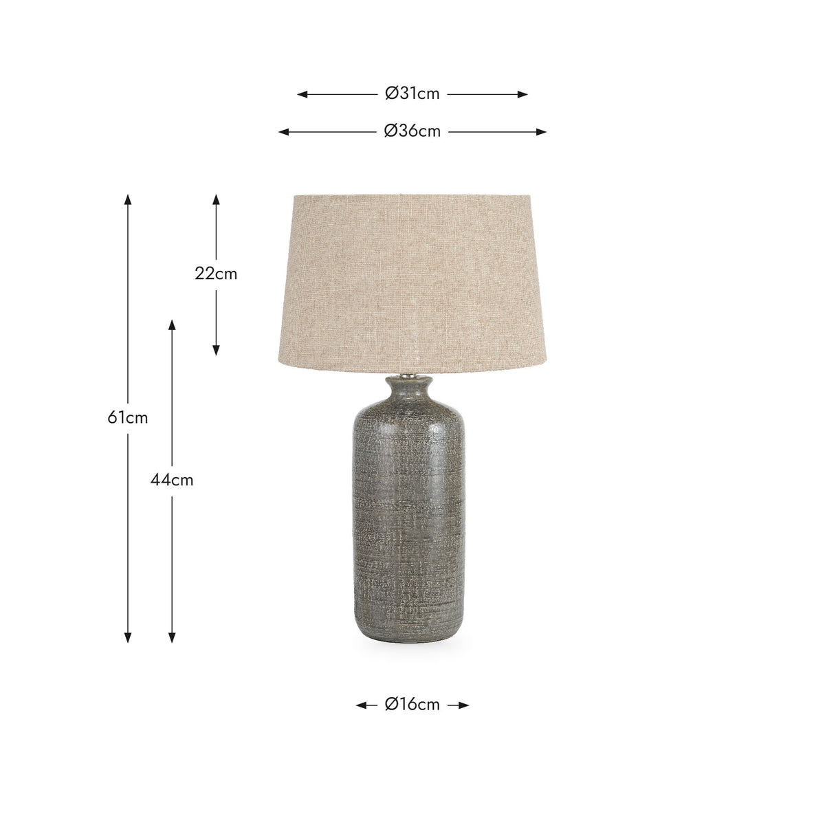Lorient Slate Grey Textured Ceramic Table Lamp