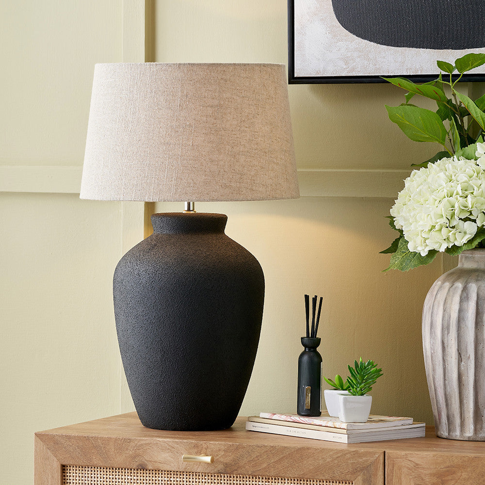 Areia Black Sand Textured Ceramic Table Lamp