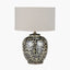 Florentine Grey and White Ceramic Table Lamp Base with Quinn 40cm Slubby Hopsack Cylinder Lampshade