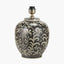 Florentine Grey and White Ceramic Table Lamp Base with Edward 40cm Natural Linen Cylinder Lampshade