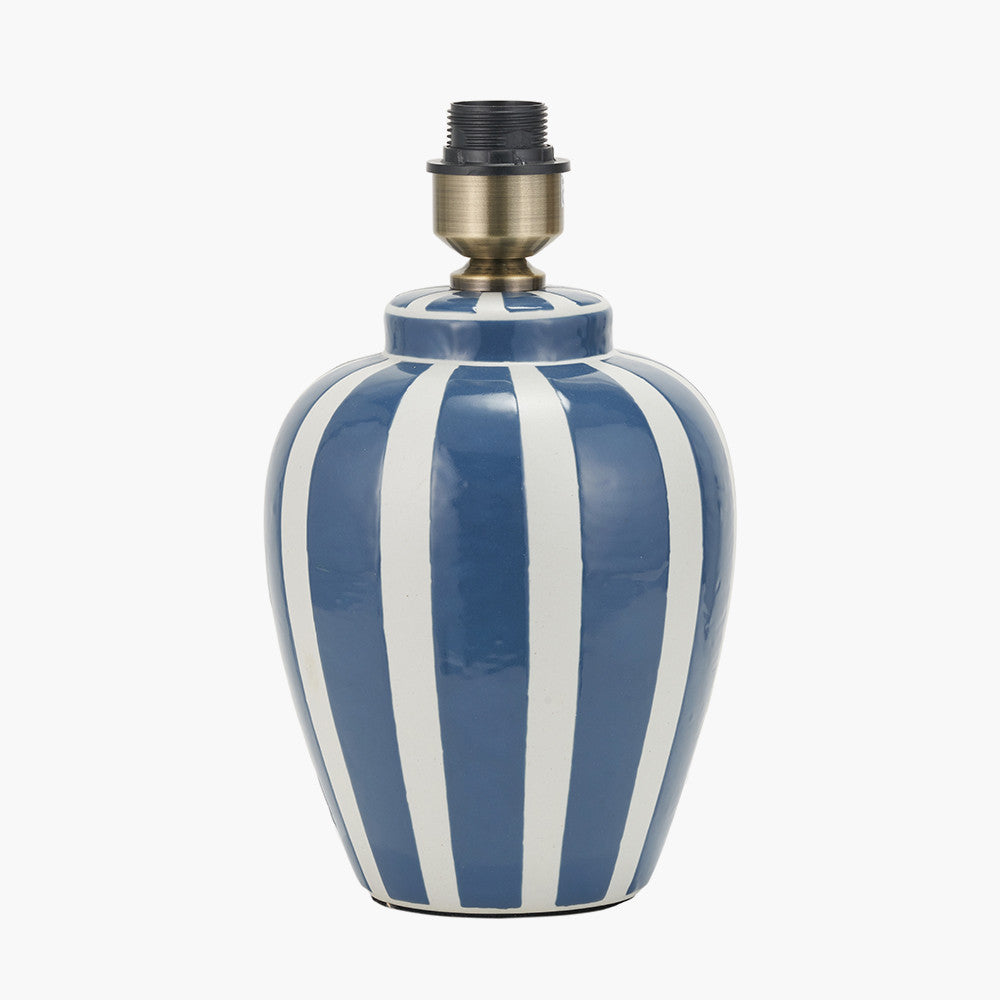 Priscilla Denim Blue Striped Ceramic Table Lamp Base