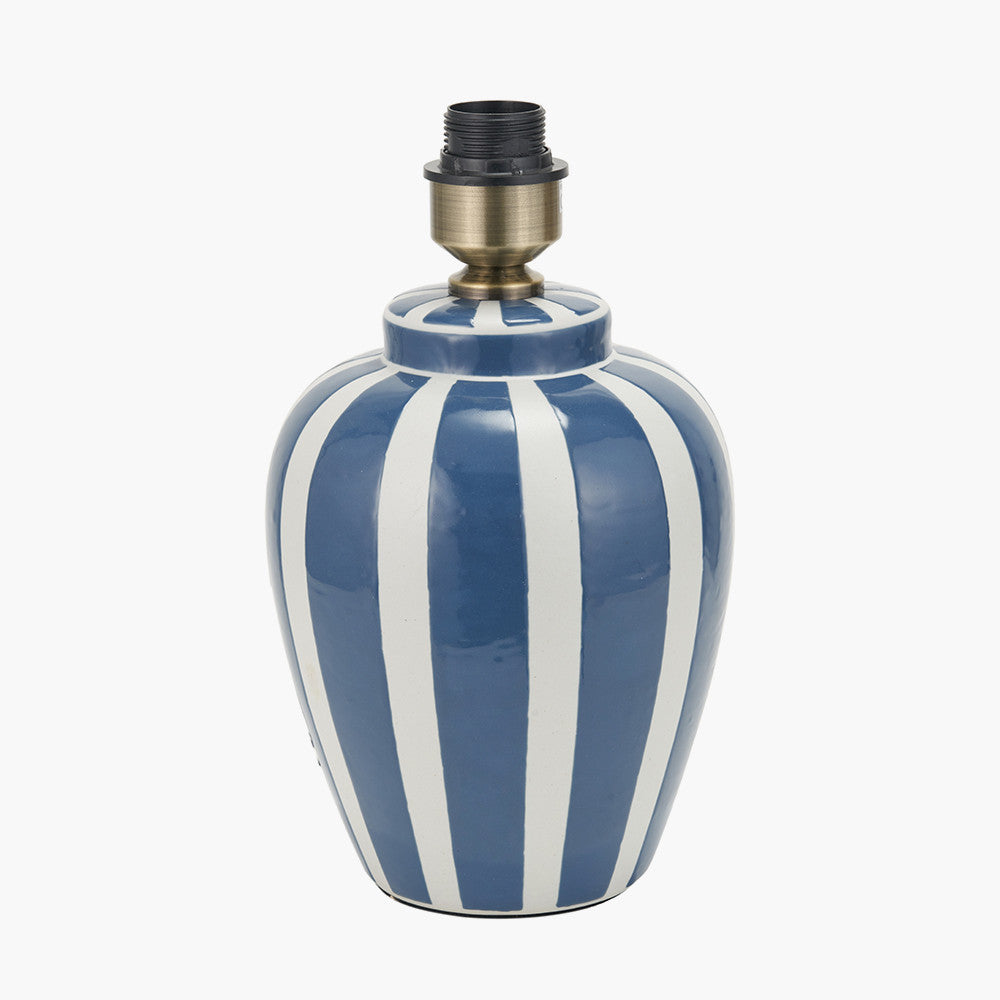 Priscilla Denim Blue Striped Ceramic Table Lamp Base